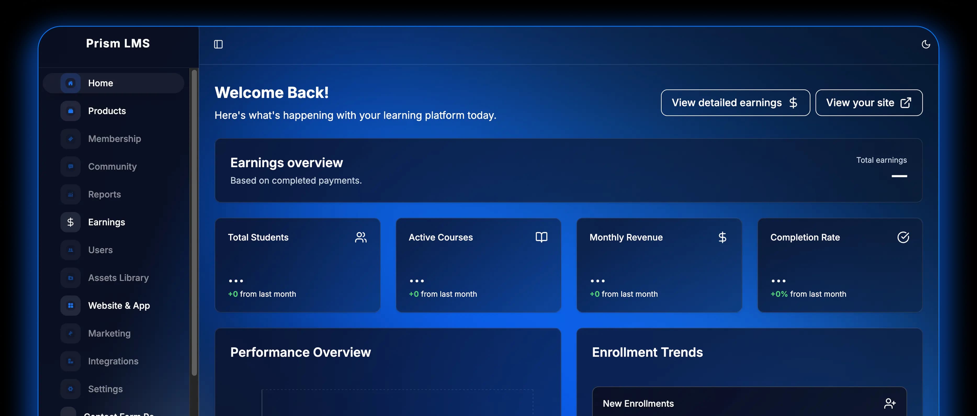 Prism LMS Dashboard