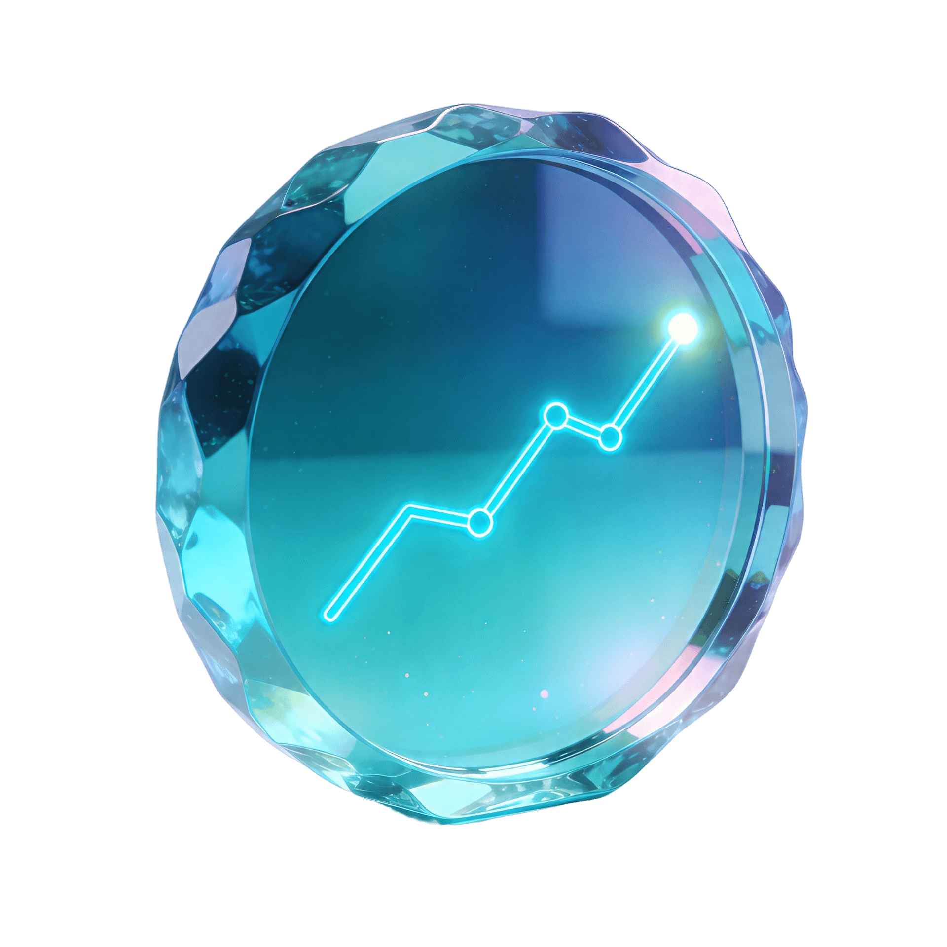 Crystal service medal with an upward growth chart representing years of track record