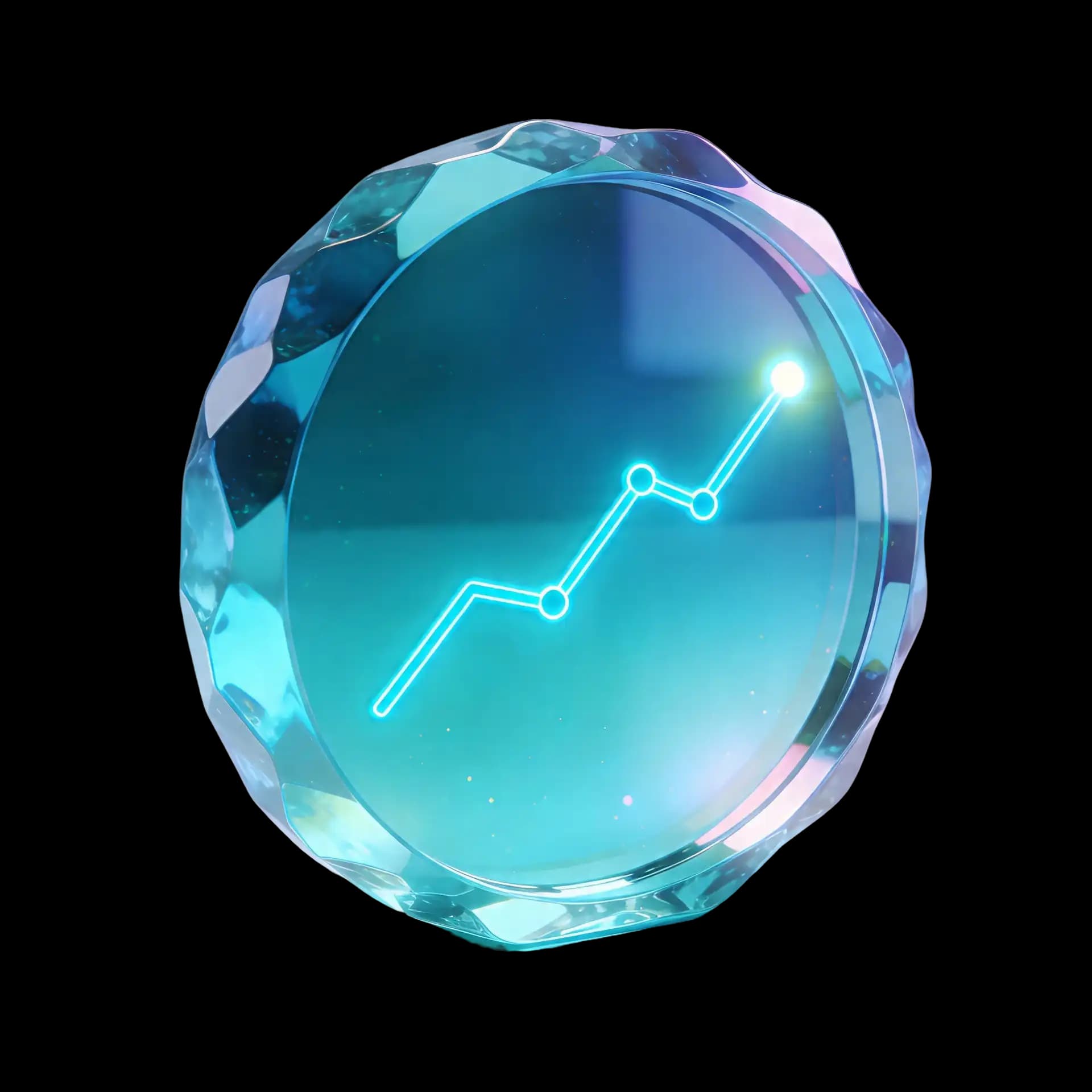 Crystal service medal with an upward growth chart representing years of track record
